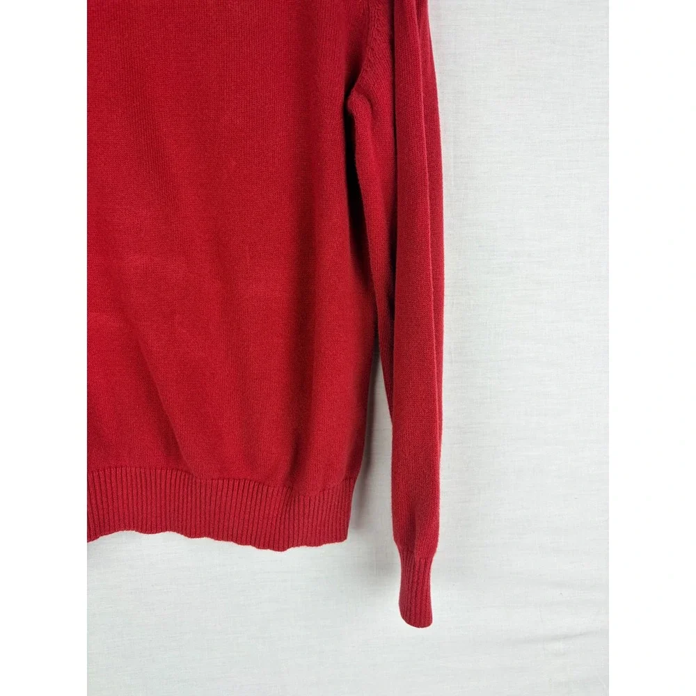 Vintage Sun River Clothing Co Mens Red Cotton Ribbed Knit Crewneck Sweater Large